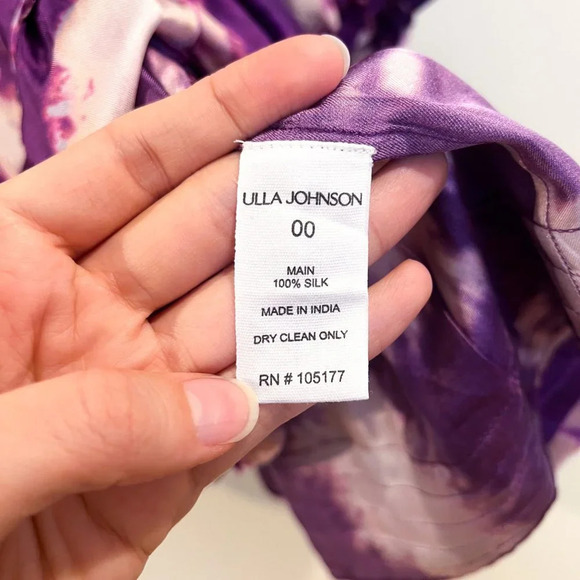 Ulla Johnson Emery 100% Silk Purple Tie Dye Mini Dress in Cassis Blur 00 NWT - Picture 13 of 15